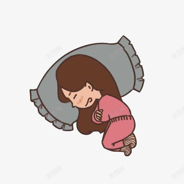 卡通蜷缩着身体躺着的小女孩png免抠素材_新图网 https://ixintu.com 卡通女孩 可怜 孤独 蜷缩着身体 蜷缩身体 躺着的小孩