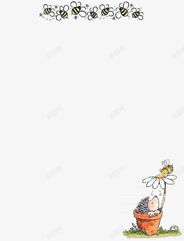 蜜蜂书信边框png免抠素材_新图网 https://ixintu.com 书信边框 书写专用 信框 信纸 写信框 简约 蜜蜂