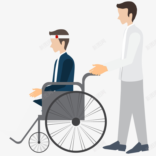 医生和坐轮椅的病人插画矢量图ai免抠素材_新图网 https://ixintu.com 医生和坐轮椅的病人插画 医院 头部受伤 病人 矢量图 轮椅 重伤 骨折
