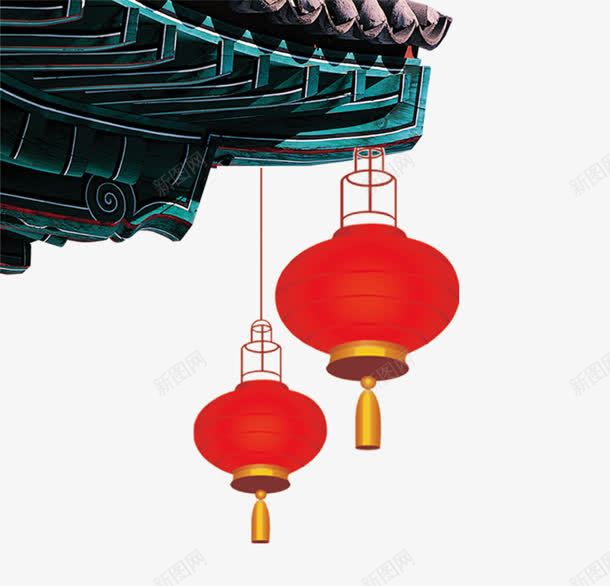 房檐png免抠素材_新图网 https://ixintu.com 屋顶 房檐 灯笼