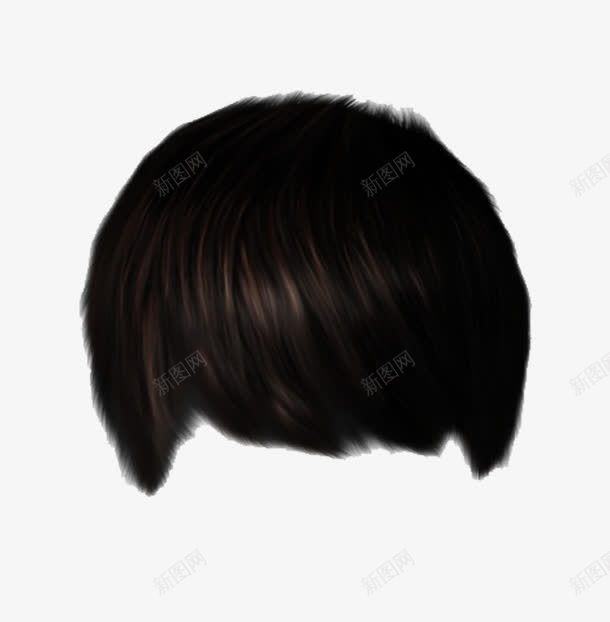 短发假发png免抠素材_新图网 https://ixintu.com 一副 假发 发套 手绘 直发 短发 简图 黑色的