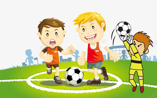 卡通踢足球少年psd免抠素材_新图网 https://ixintu.com 卡通足球少年 守门员 球员 球门守门员 足球 足球场 足球少年 踢足球 青少年足球