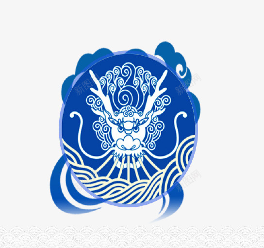 蓝色创意龙王图标psd_新图网 https://ixintu.com 二月二 传统节日 创意设计 图标 蓝色 龙抬头 龙王