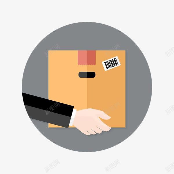 手绘扁平手托纸箱子png免抠素材_新图网 https://ixintu.com 快递 扁平手绘 手托纸箱 搬动 搬箱子 搬运 条形码 箱子 运输