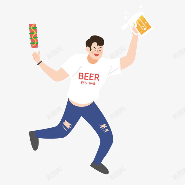吃东西男人卡通矢量图ai免抠素材_新图网 https://ixintu.com 创意 卡通 手绘 拿着吃的 男人 白短袖 蓝裤子 矢量图