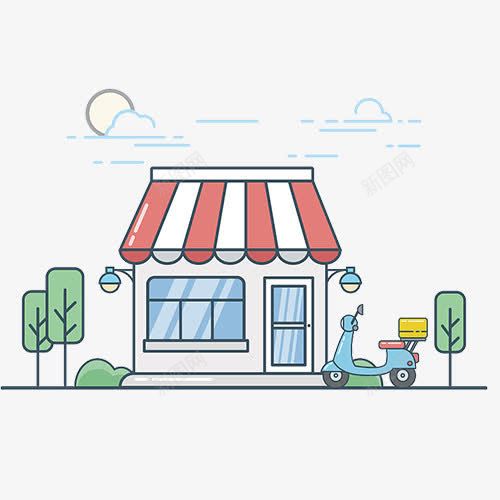 彩色屋顶的小卖部psd免抠素材_新图网 https://ixintu.com 小卖部 屋顶 彩色 电瓶车