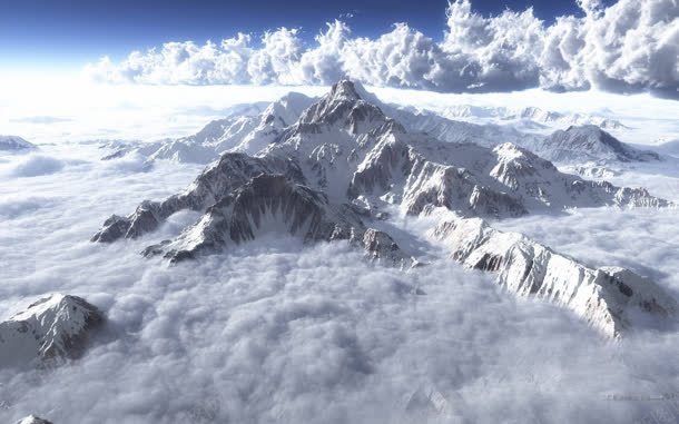 厚厚云层里的雪山jpg设计背景_新图网 https://ixintu.com 云层 厚厚 雪山