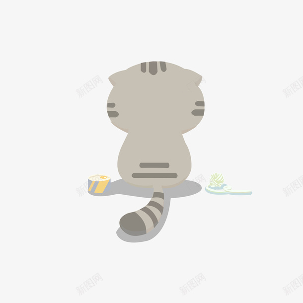 卡通版灰色猫咪的背影psd免抠素材_新图网 https://ixintu.com 动漫动画 动物 卡通手绘 灰色 猫咪 猫咪背影 装饰图 跳舞猫咪 食物