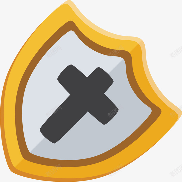 倾斜安全护盾矢量图ai免抠素材_新图网 https://ixintu.com 不规则图形 十字 安全 护盾 防护 黄色 矢量图