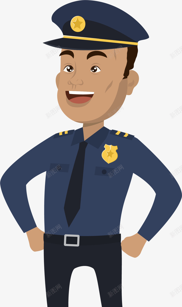叉腰警察矢量图eps免抠素材_新图网 https://ixintu.com 人民警察 卡通人物 叉腰 小警察 手拿枪 男人 矢量图 警务人员 警卫制服 警服 警服常服