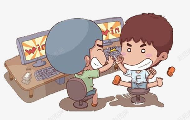 一起打游戏的小伙伴png免抠素材_新图网 https://ixintu.com Q型漫画 儿时 卡通漫画 帮手 开黑 联机游戏