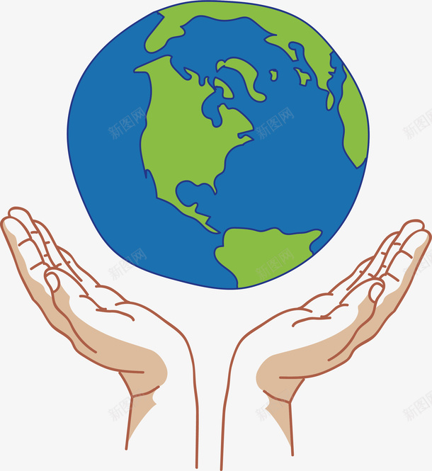 手绘风双手托起地球png免抠素材_新图网 https://ixintu.com 保护地球 双手举起 手绘地球 托起地球 矢量png