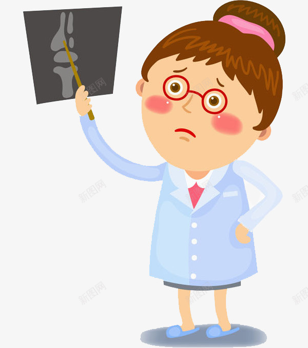 骨科医生png免抠素材_新图网 https://ixintu.com CT片子 丸子头女孩 医生 手绘 担忧表情 骨伤科 骨科医生 骨骼