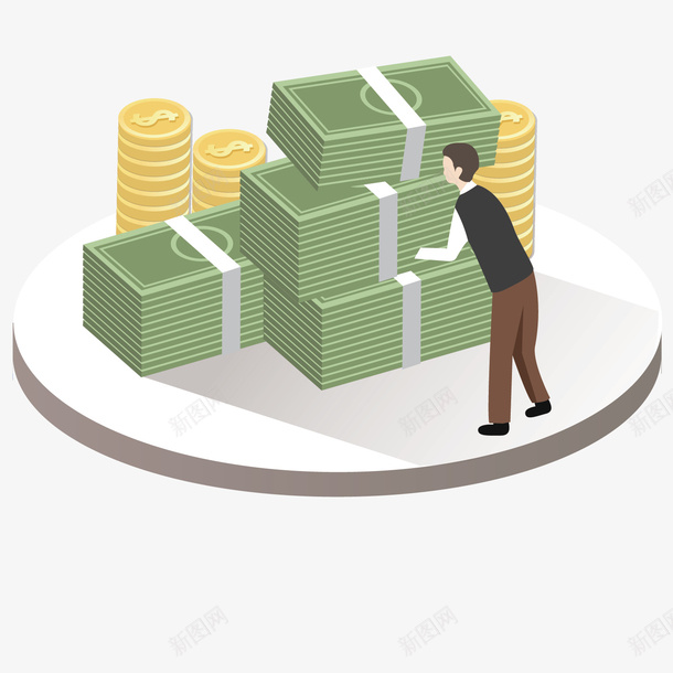 绿色纸币卡通矢量图ai免抠素材_新图网 https://ixintu.com 卡通 圆形金币 小人 手绘 搬运 简单 纸钞 金钱 矢量图