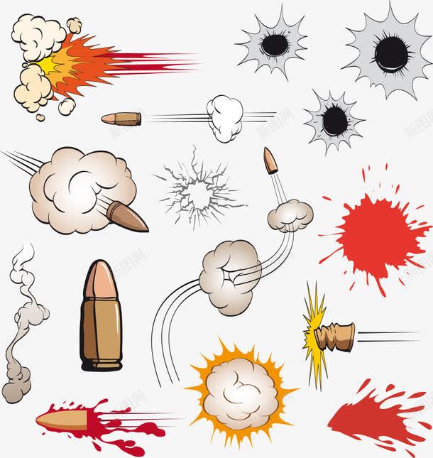 子弹爆炸矢量图eps免抠素材_新图网 https://ixintu.com 卡通爆炸 子弹 子弹卡通 弹孔 爆炸 爆炸效果 矢量图 矢量爆炸效果