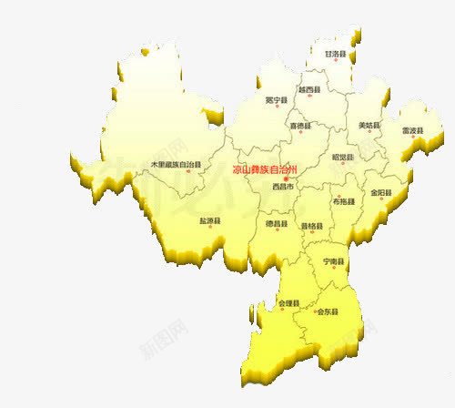 四川凉山彝族自治州地图png免抠素材_新图网 https://ixintu.com 凉山地图 四川 四川地图 地图