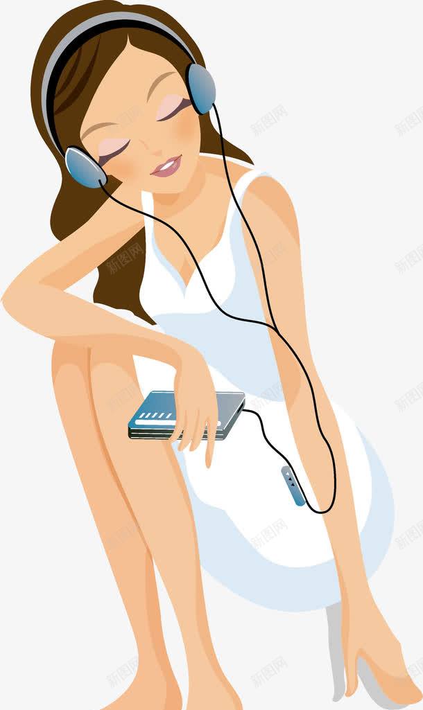 手绘听音乐减压的女孩png免抠素材_新图网 https://ixintu.com 享受 休息 减压 听音乐 听音乐女人 女孩 娱乐 开心 放松