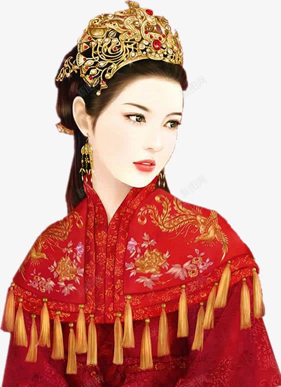 红衣女子新娘头饰耳环吊坠人物png免抠素材_新图网 https://ixintu.com 人物 头饰 女子 新娘 红衣 耳环