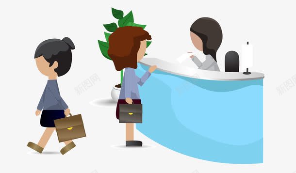 公司前台女职员png免抠素材_新图网 https://ixintu.com 公司 前台 前台职员 办理业务 卡通人物 柜员 职员