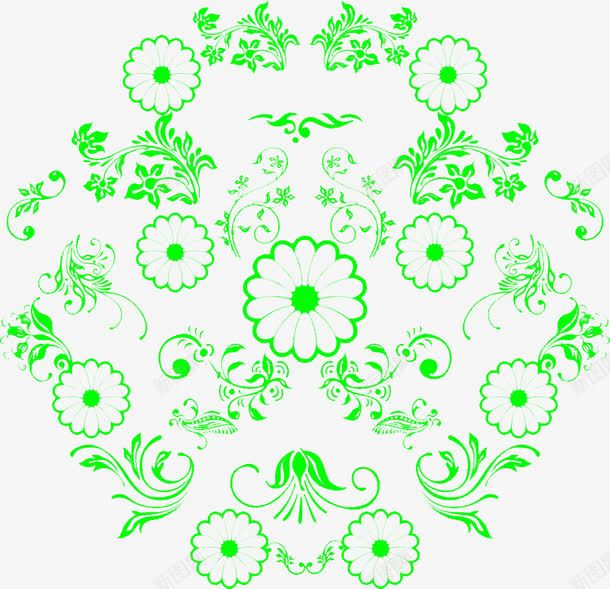 洋甘菊png免抠素材_新图网 https://ixintu.com 圆花纹 洋甘菊 洋甘菊免费下载 绿色花纹 花纹
