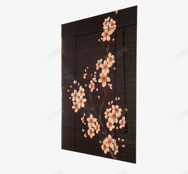 印花竹帘png免抠素材_新图网 https://ixintu.com 汗蒸帘 竹帘 花朵图案 隔断帘