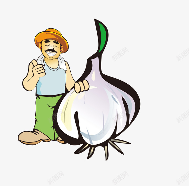 手绘卡通种植大蒜农民png免抠素材_新图网 https://ixintu.com 卡通人物 卡通农民 卡通大蒜 大蒜 大蒜销售 种植大蒜