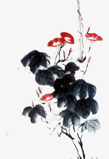 手绘喇叭花png免抠素材_新图网 https://ixintu.com 古风 文雅 晕开 水墨 鲜艳