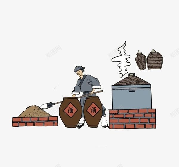 古代酿酒图插图元素png免抠素材_新图网 https://ixintu.com 书籍装帧 古代 古代酿酒图 插图 酿酒图