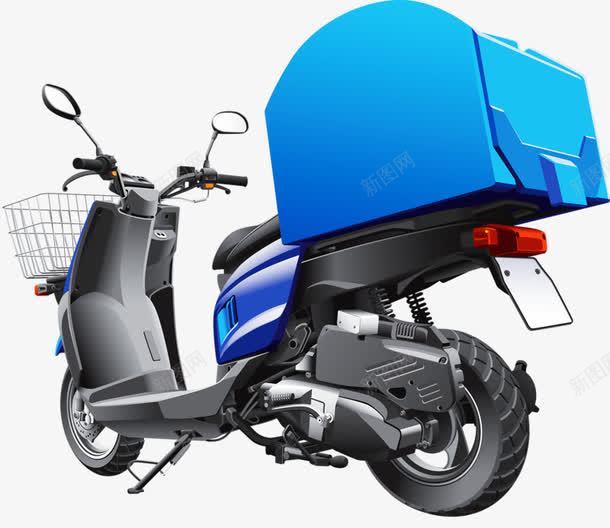 卡通手绘电车png免抠素材_新图网 https://ixintu.com 交通工具 外卖电车 小型电车 蓝色后备箱