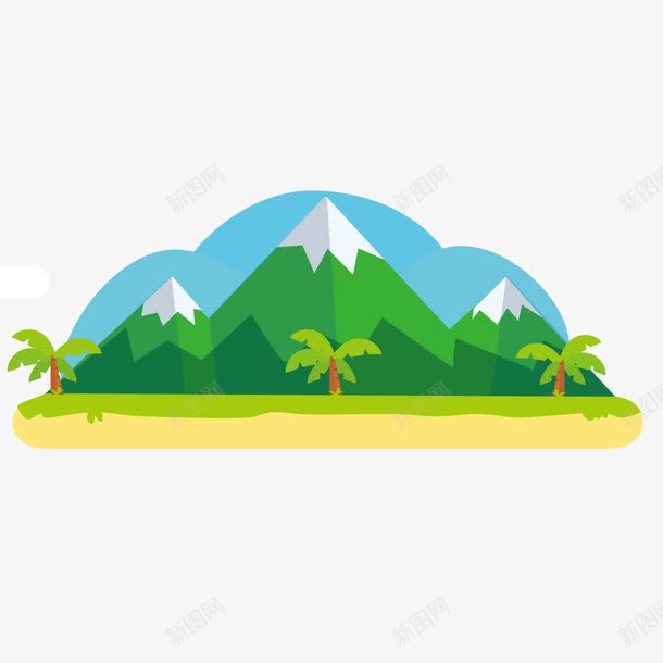 高山雪景矢量图ai免抠素材_新图网 https://ixintu.com 卡通山 大山 树木 绿色 矢量图