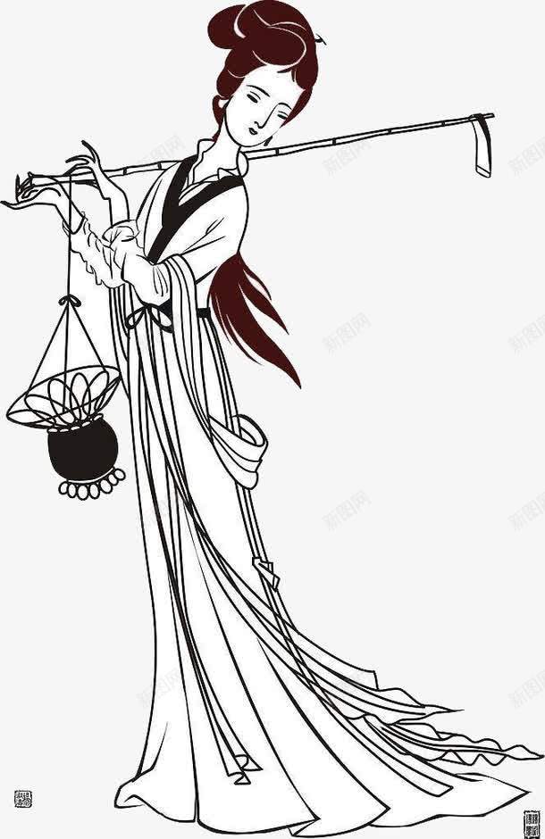 古代水墨美女png免抠素材_新图网 https://ixintu.com 中国元素 传统装饰 古代人物 水墨古人 水墨美女
