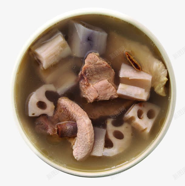 莲藕炖排骨摄影png免抠素材_新图网 https://ixintu.com 产品实物 俯视图 排骨汤 摄影 莲藕