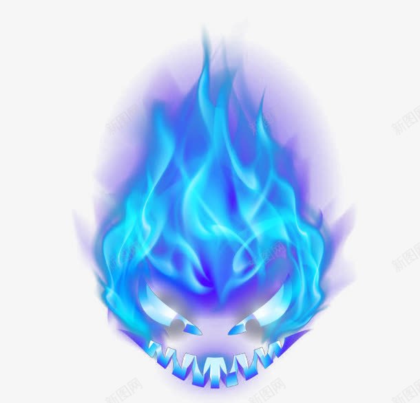 蓝色鬼火png免抠素材_新图网 https://ixintu.com 幽冥之光 火焰喷射 火焰骷髅 蓝色火焰