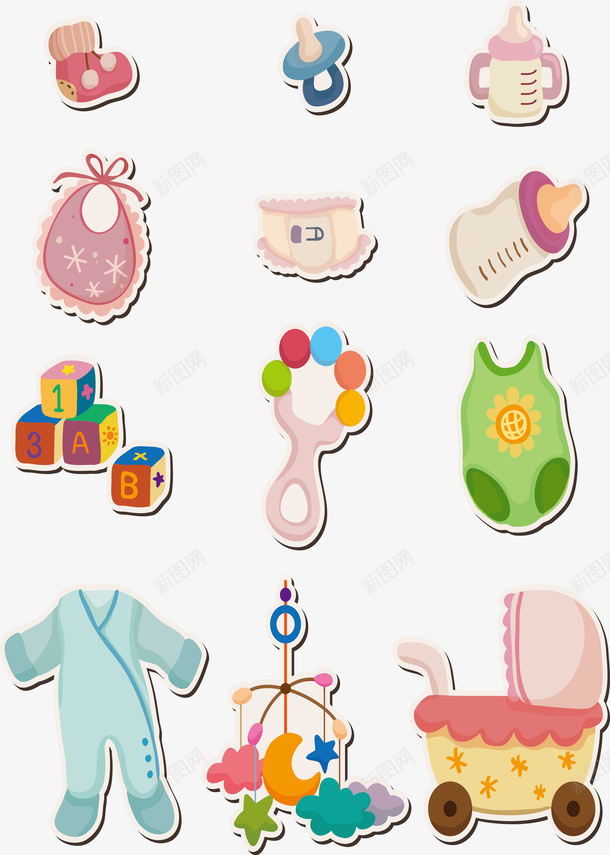 妇幼保健商品矢量图ai免抠素材_新图网 https://ixintu.com 儿童 卡通图案 可爱商品 妇幼保健 母婴 美观 矢量图