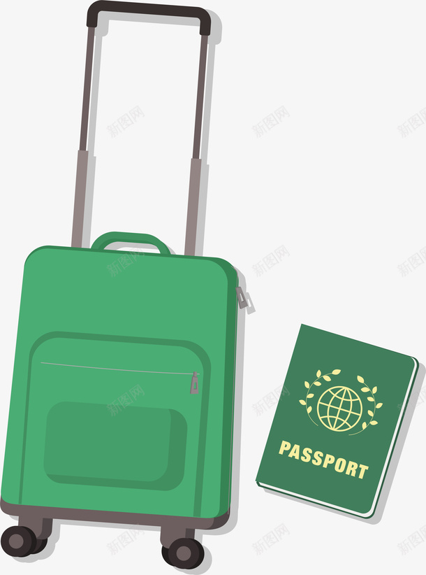 绿色拉杆箱护照旅游用品元素png免抠素材_新图网 https://ixintu.com 休闲 外出 外出旅游 度假 手绘 护照 旅游 旅行箱 用品 绿色拉杆箱 绿色拉杆箱护照旅游用品元素矢量素材免费下载 观光