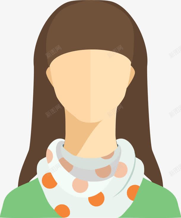 卡通美女头像png免抠素材_新图网 https://ixintu.com 人物 头像 女子 扁平化 无五官 无头像 无眼睛 无表情 用户头像