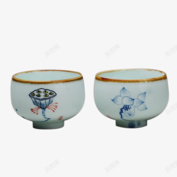 功夫茶杯png免抠素材_新图网 https://ixintu.com 功夫茶具茶杯 品茗杯 景德镇陶瓷 纯手工手绘荷花碗杯 闻香杯