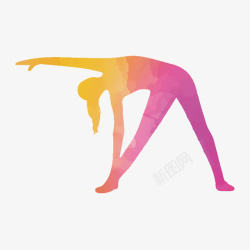 彩绘锻炼腰部瑜伽运动矢量图素材