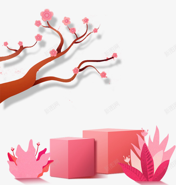 3D微立体盒子梅花png免抠素材_新图网 https://ixintu.com 恭贺新年 折扇吊饰 新春大吉 新春快乐 爆竹灯笼 祥云云彩