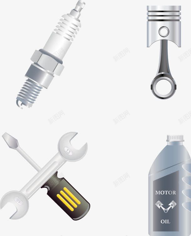 手绘汽车维修保养配件用品矢量图ai免抠素材_新图网 https://ixintu.com 手绘 扳手 机油 火花塞 螺丝刀 矢量图