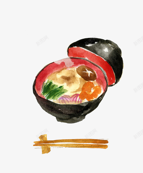 手绘水彩插图日本定食拉面png免抠素材_新图网 https://ixintu.com 手绘 拉面 日本定食 日本料理 水彩 食物插图