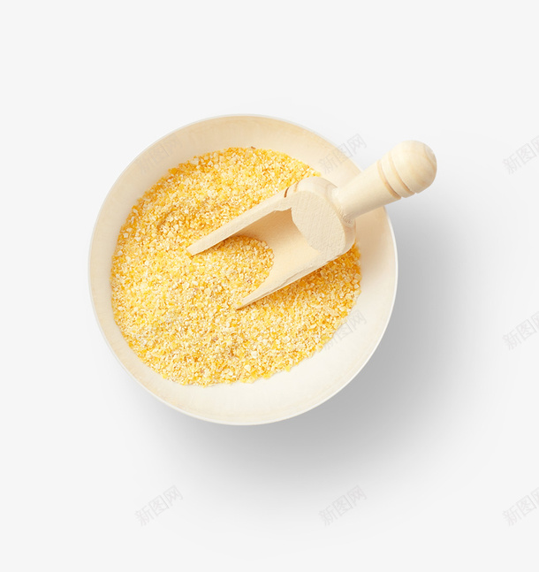 黄色的小米实物品psd免抠素材_新图网 https://ixintu.com 产品实物 副食品 小米 木勺 粗粮 粮食 面食 食品