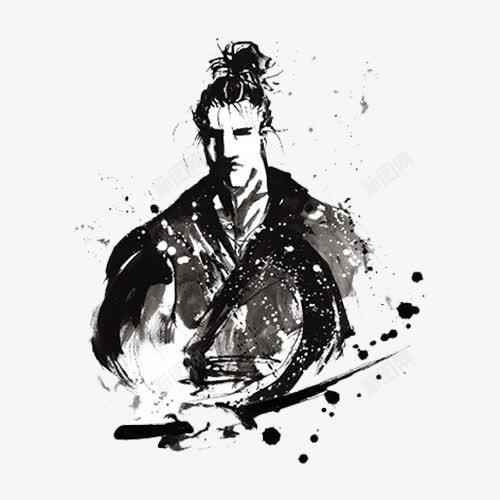 中国风水墨剑客png免抠素材_新图网 https://ixintu.com 中国风 剑客 古典 武侠 武功 水墨 水墨剑客 江湖 男剑客