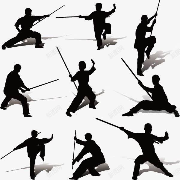 武术人物剪影图标png_新图网 https://ixintu.com 人物剪影 健身 搏击 格斗 棍棒 武术 运动 锻炼
