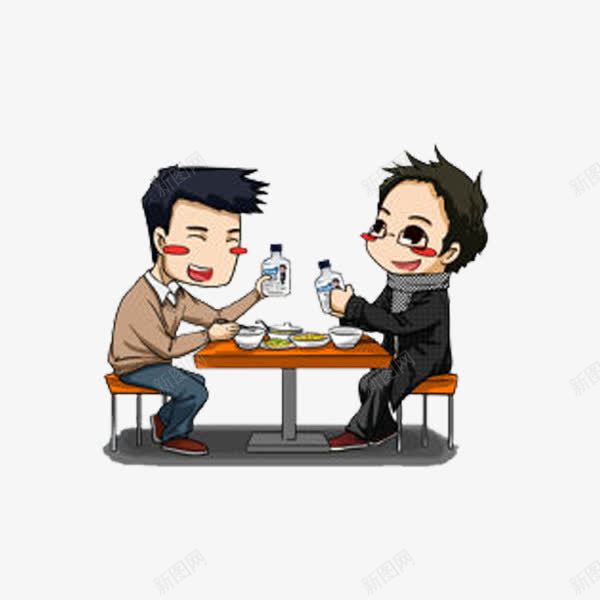 吃饭的人png免抠素材_新图网 https://ixintu.com 卡通 帅气的 手绘 江小白 男人 白酒 简笔