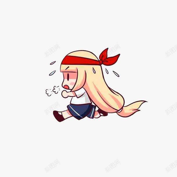 运动减肥png免抠素材_新图网 https://ixintu.com 卡通小女孩 卡通汗水 跑的气喘吁吁 运动减肥