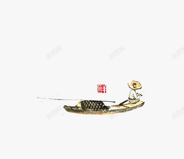 渔船png免抠素材_新图网 https://ixintu.com 垂钓 小船 手绘 渔夫 鲜