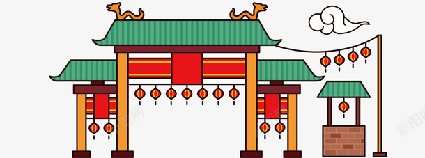 手绘门楼矢量图ai免抠素材_新图网 https://ixintu.com 北京钟鼓楼 古代牌楼 德阳钟鼓楼 灯笼 矢量图 西安加油 西安钟鼓楼 钟鼓楼 门楼