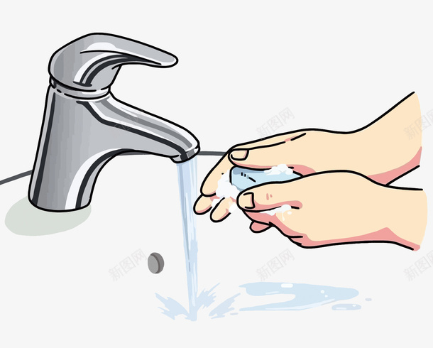 卡通洗手卫生矢量图