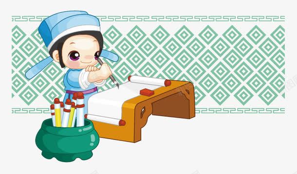 古典男子png免抠素材_新图网 https://ixintu.com 云纹 卷轴 古典男子 桌子